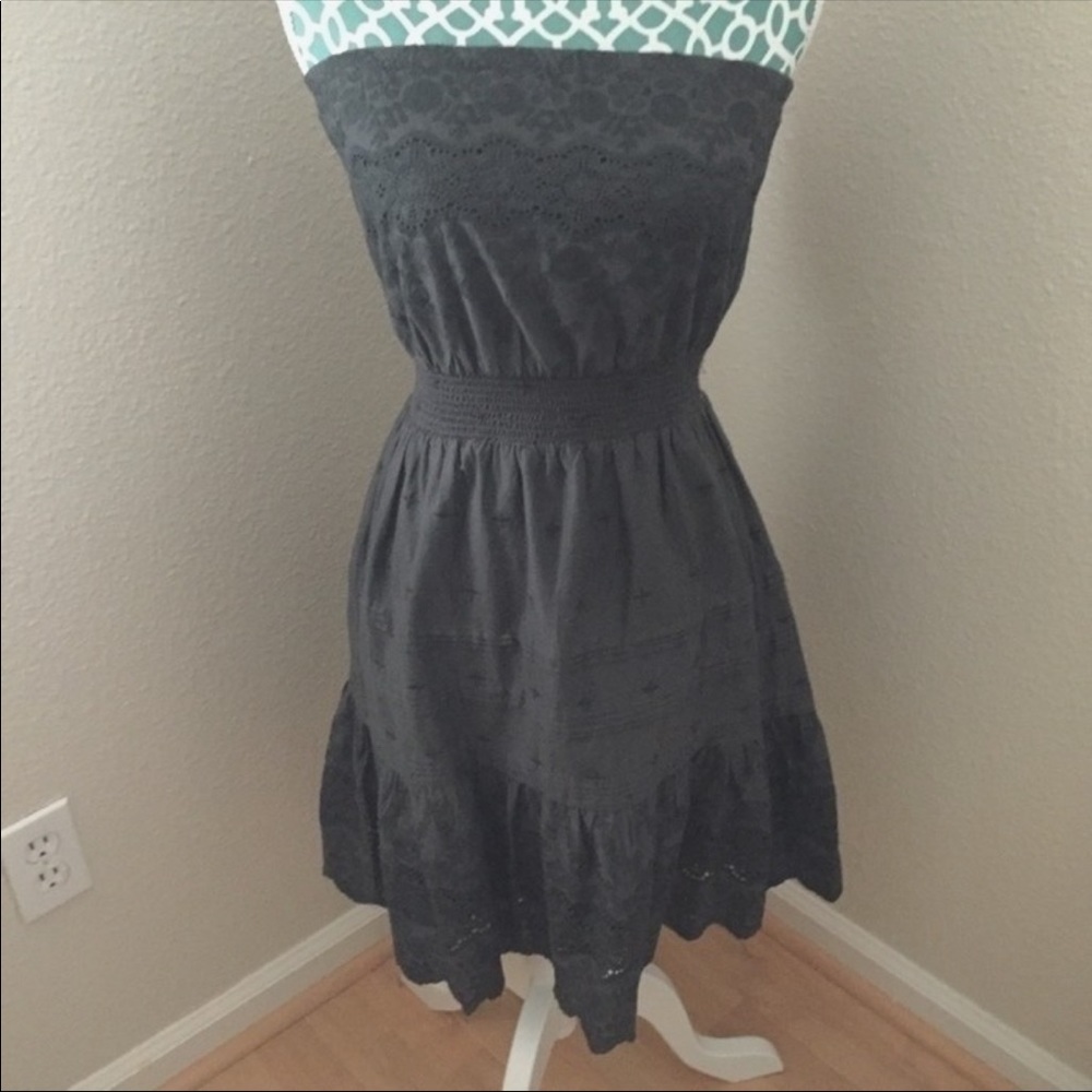 GAP Grey Eyelet Strapless Dress NWT